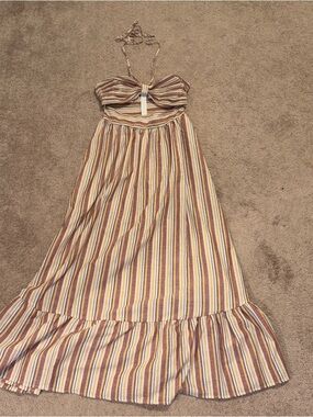 Women’s SHEIN Striped Halter Multicolor Maxi Dress Size: S